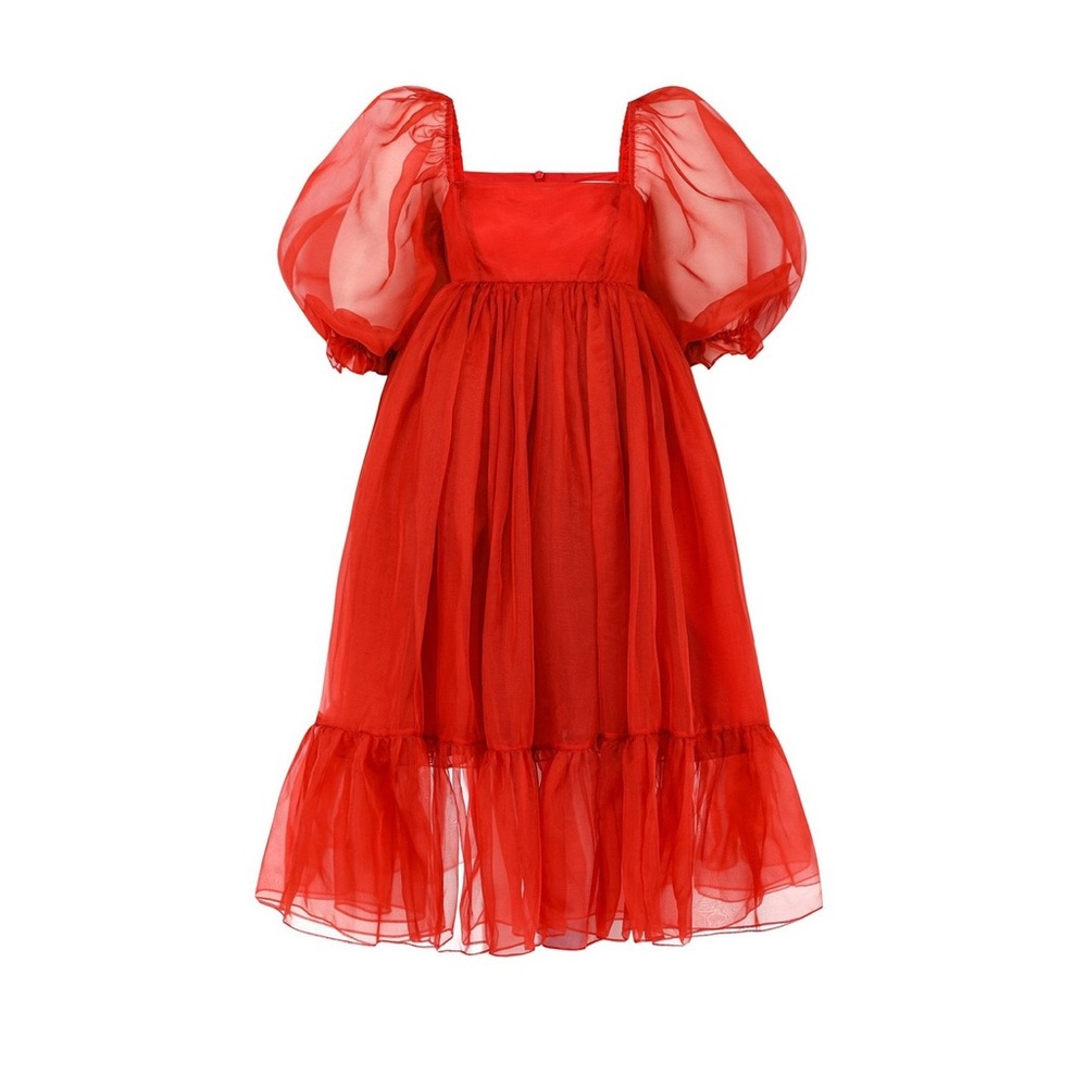 Selkie red silk gauze French puff dress - perfect for eras tour (RED era) xxs - Picture 2 of 8